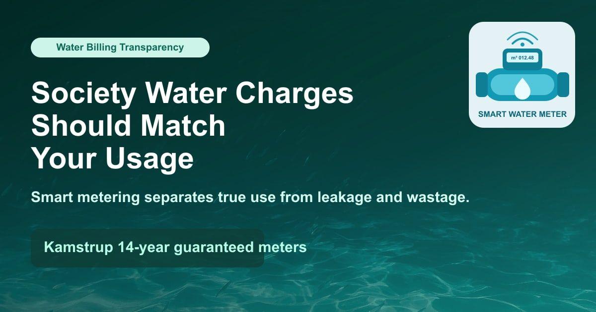 Smart water meter visual showing transparent society water billing
